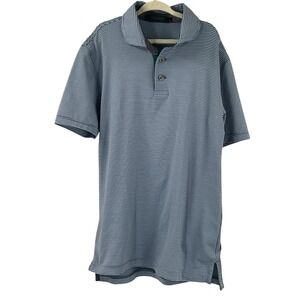 GREYSON‎ Kids Golf Polo Shirt Blue White Stripe Short Sleeve Button Collar Sz L